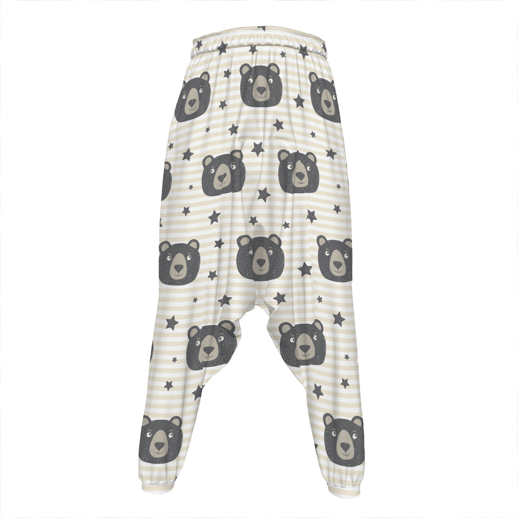 Cute Black Bear Pattern Print Hammer Pants
