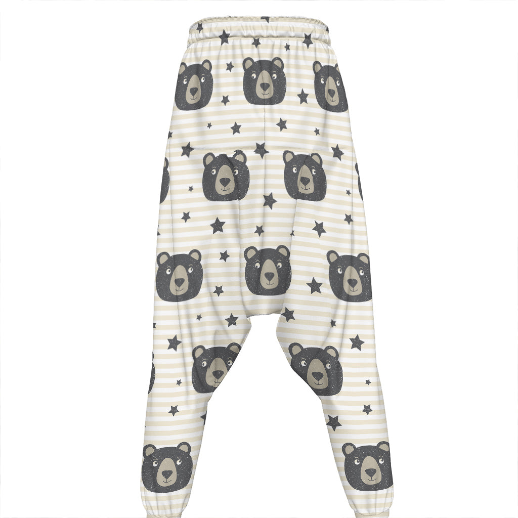 Cute Black Bear Pattern Print Hammer Pants
