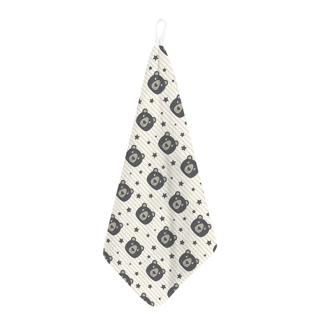 Cute Black Bear Pattern Print Hand Towel