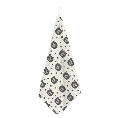 Cute Black Bear Pattern Print Hand Towel