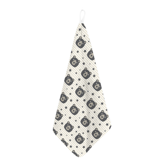 Cute Black Bear Pattern Print Hand Towel