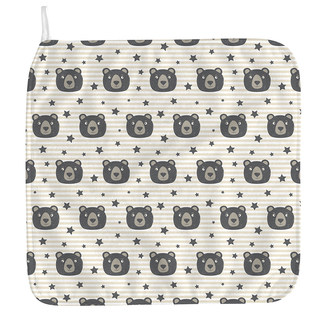 Cute Black Bear Pattern Print Hand Towel