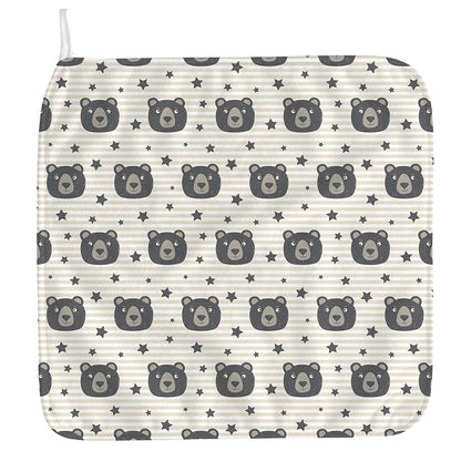 Cute Black Bear Pattern Print Hand Towel