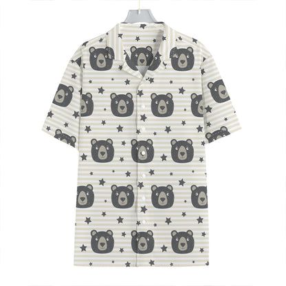 Cute Black Bear Pattern Print Hawaiian Shirt