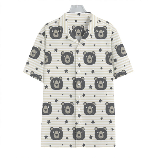 Cute Black Bear Pattern Print Hawaiian Shirt