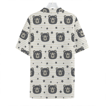 Cute Black Bear Pattern Print Hawaiian Shirt