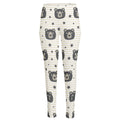Cute Black Bear Pattern Print High-Waisted Pocket Leggings