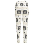 Cute Black Bear Pattern Print High-Waisted Pocket Leggings