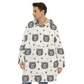 Cute Black Bear Pattern Print Hoodie Blanket