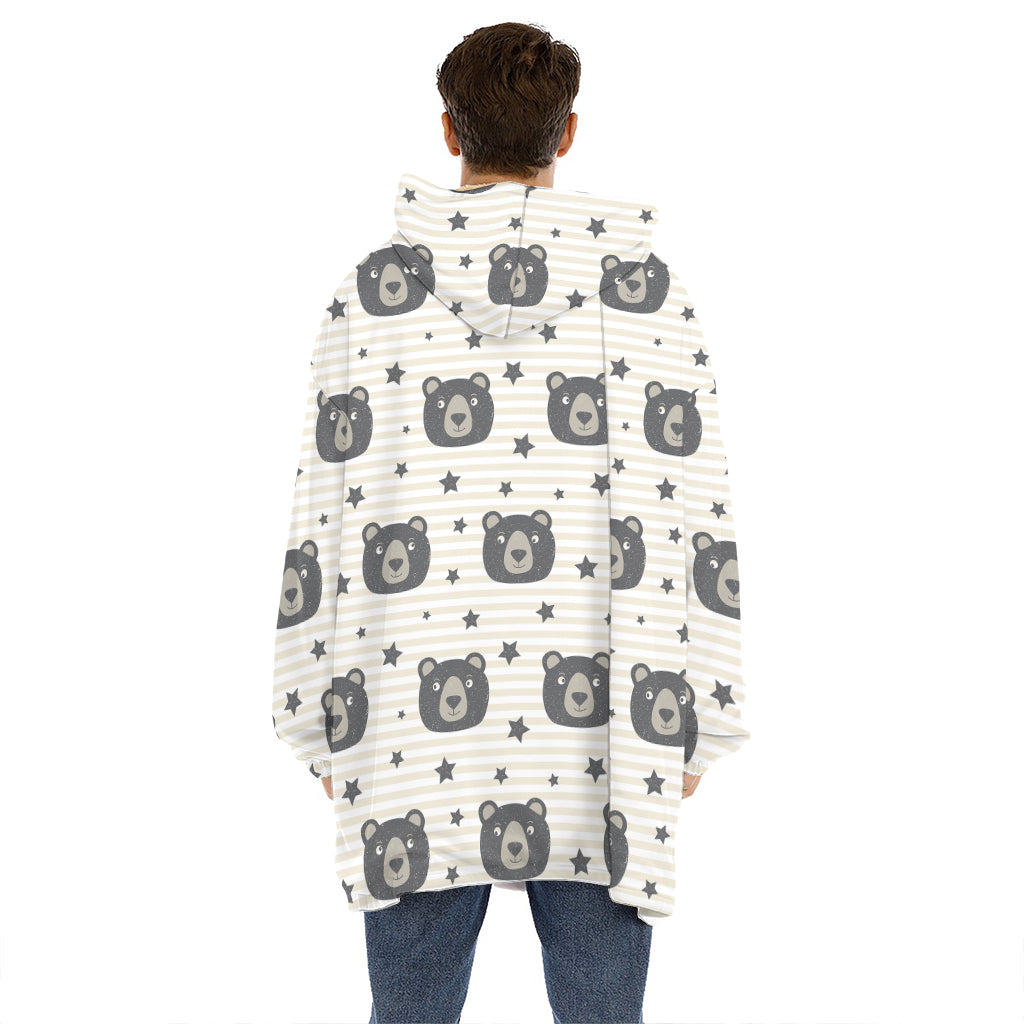 Cute Black Bear Pattern Print Hoodie Blanket