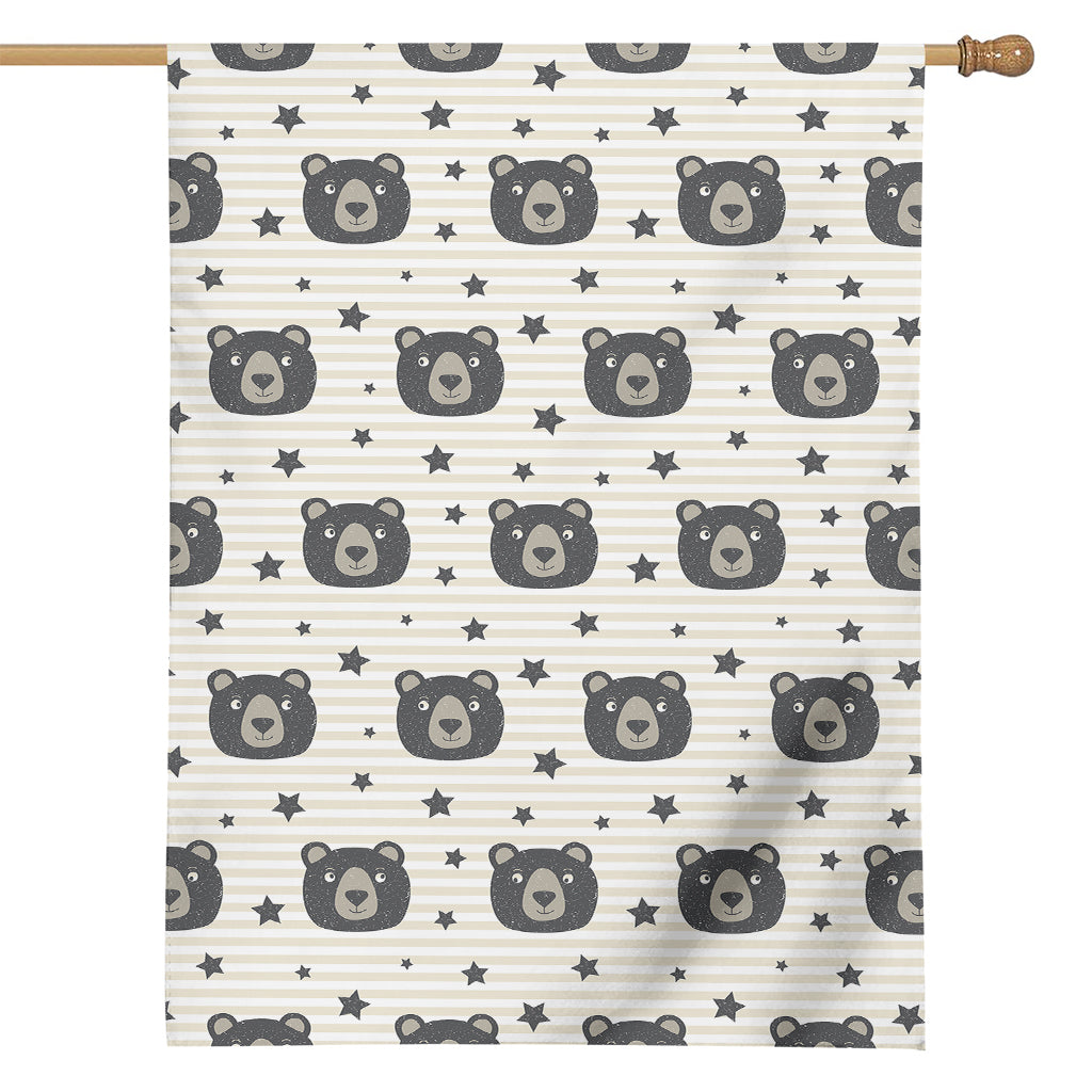 Cute Black Bear Pattern Print House Flag