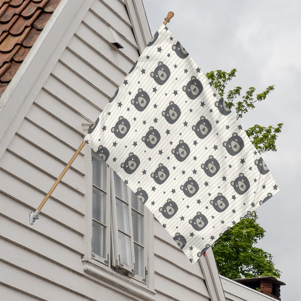 Cute Black Bear Pattern Print House Flag