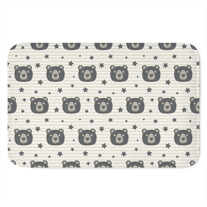 Cute Black Bear Pattern Print Indoor Door Mat
