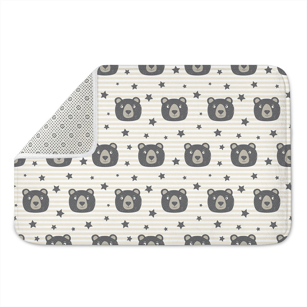 Cute Black Bear Pattern Print Indoor Door Mat