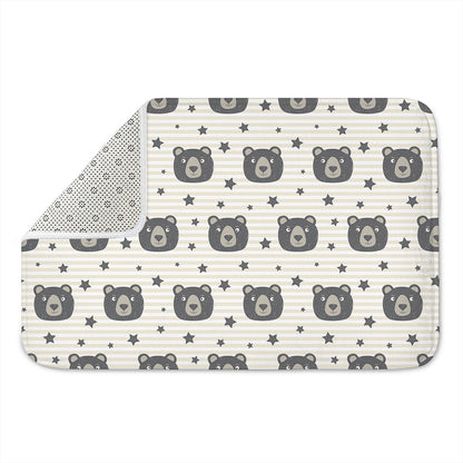 Cute Black Bear Pattern Print Indoor Door Mat