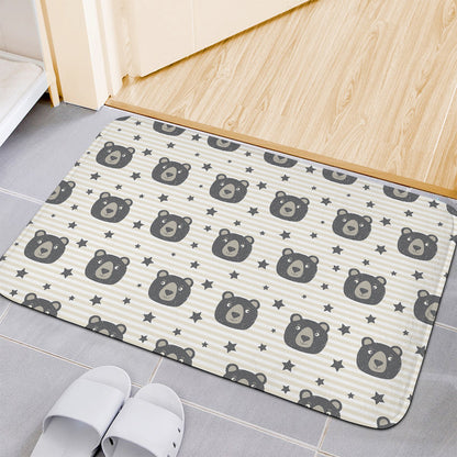 Cute Black Bear Pattern Print Indoor Door Mat