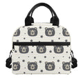 Cute Black Bear Pattern Print Insulated Lunch Bag