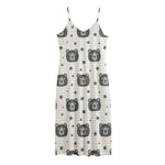 Cute Black Bear Pattern Print Jersey Midi Cami Dress