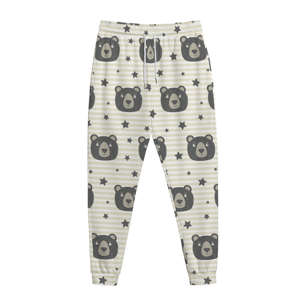 Cute Black Bear Pattern Print Jogger Pants
