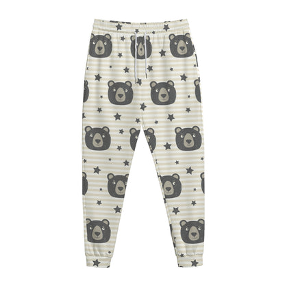 Cute Black Bear Pattern Print Jogger Pants