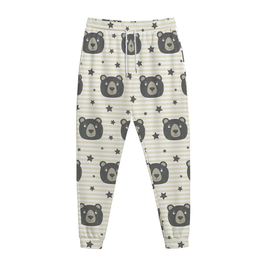 Cute Black Bear Pattern Print Jogger Pants