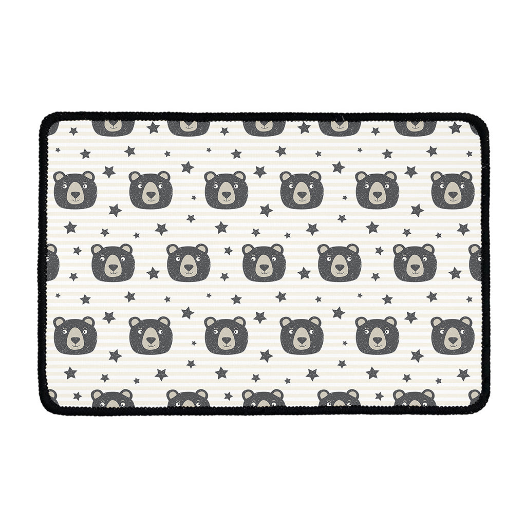 Cute Black Bear Pattern Print Kitchen Mat
