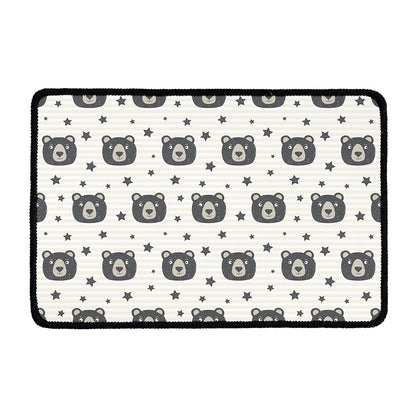 Cute Black Bear Pattern Print Kitchen Mat