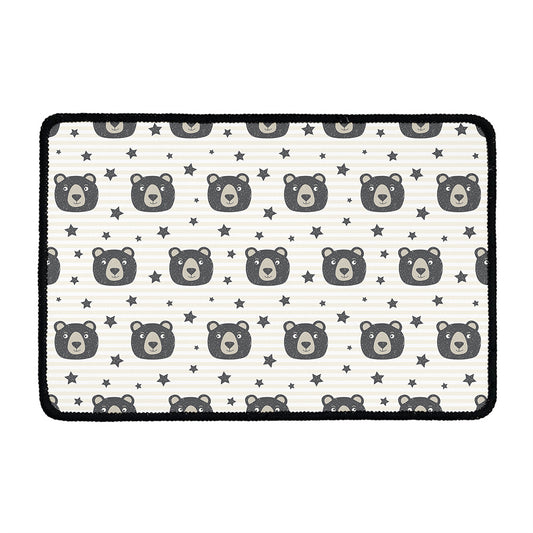 Cute Black Bear Pattern Print Kitchen Mat