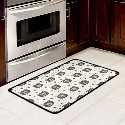 Cute Black Bear Pattern Print Kitchen Mat
