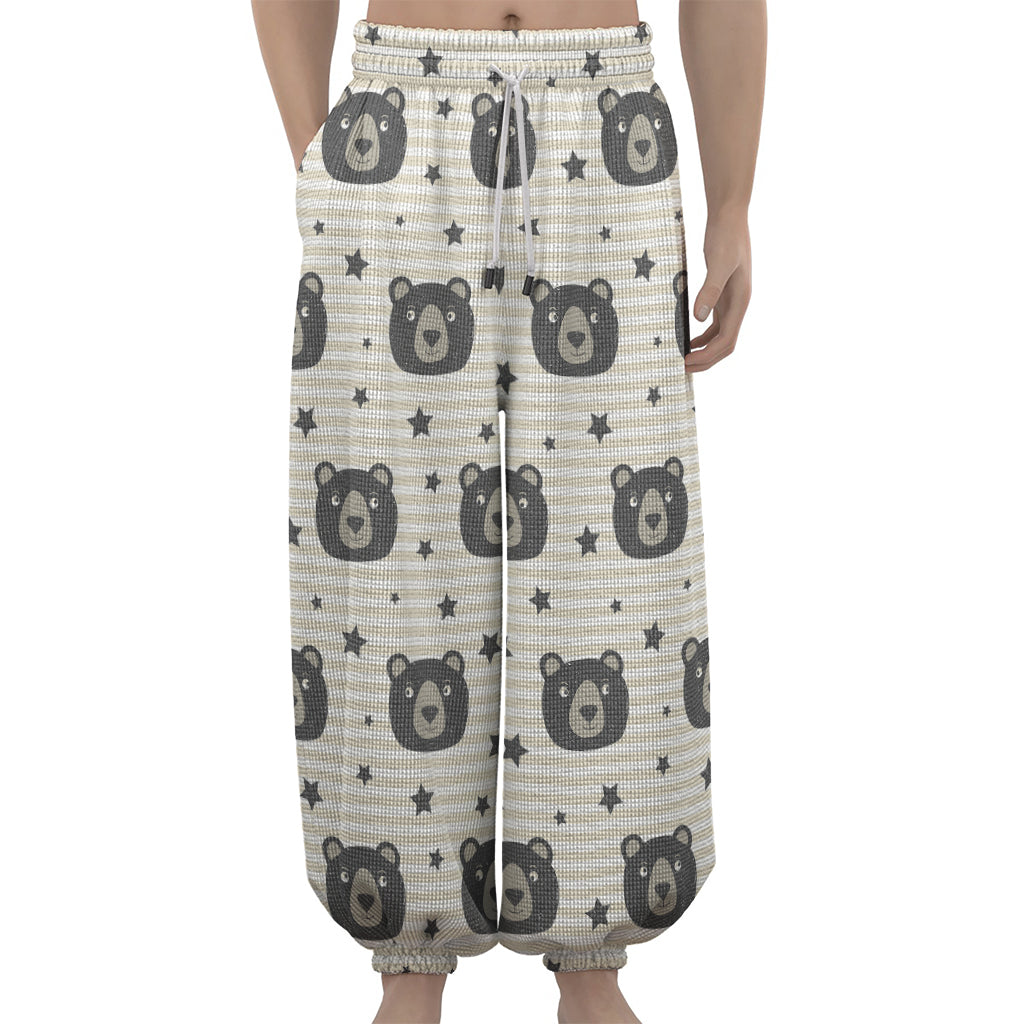 Cute Black Bear Pattern Print Lantern Pants