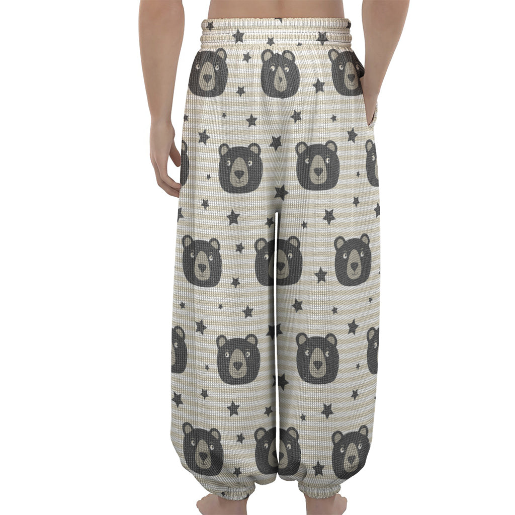 Cute Black Bear Pattern Print Lantern Pants