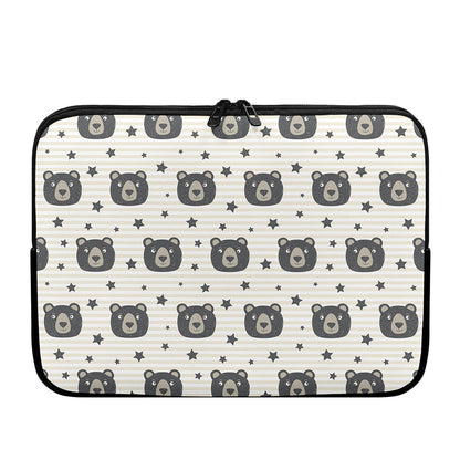 Cute Black Bear Pattern Print Laptop Sleeve