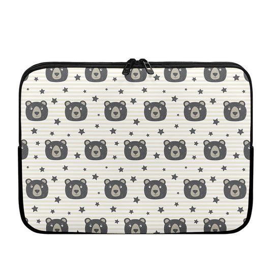 Cute Black Bear Pattern Print Laptop Sleeve