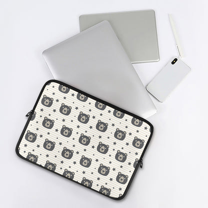 Cute Black Bear Pattern Print Laptop Sleeve