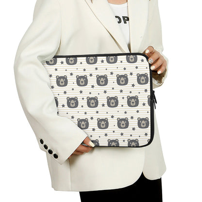 Cute Black Bear Pattern Print Laptop Sleeve