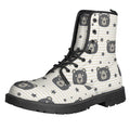 Cute Black Bear Pattern Print Lace-Up Boots