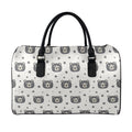 Cute Black Bear Pattern Print Leather Duffel Bag