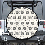 Cute Black Bear Pattern Print Leather Spare Tire Cover