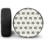 Cute Black Bear Pattern Print Leather Spare Tire Cover