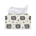 Cute Black Bear Pattern Print Leather Tissue Box Cover