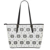 Cute Black Bear Pattern Print Leather Tote Bag