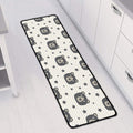 Cute Black Bear Pattern Print Long Kitchen Mat