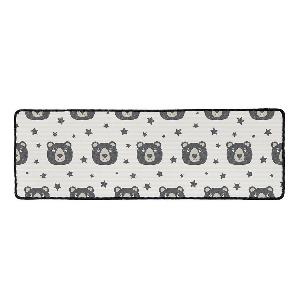 Cute Black Bear Pattern Print Long Kitchen Mat