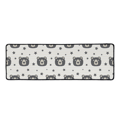 Cute Black Bear Pattern Print Long Kitchen Mat