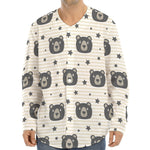 Cute Black Bear Pattern Print Long Sleeve Baseball Jersey