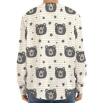 Cute Black Bear Pattern Print Long Sleeve Baseball Jersey