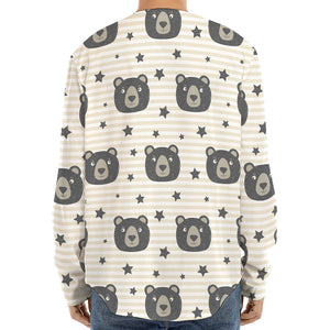 Cute Black Bear Pattern Print Long Sleeve Baseball Jersey