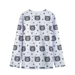 Cute Black Bear Pattern Print Long Sleeve Short Coat