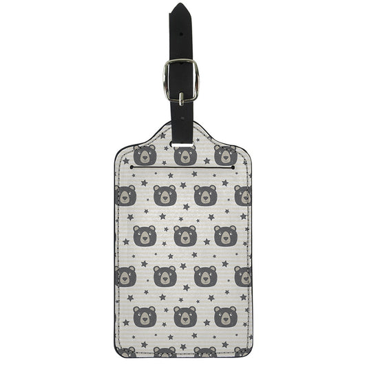 Cute Black Bear Pattern Print Luggage Tag