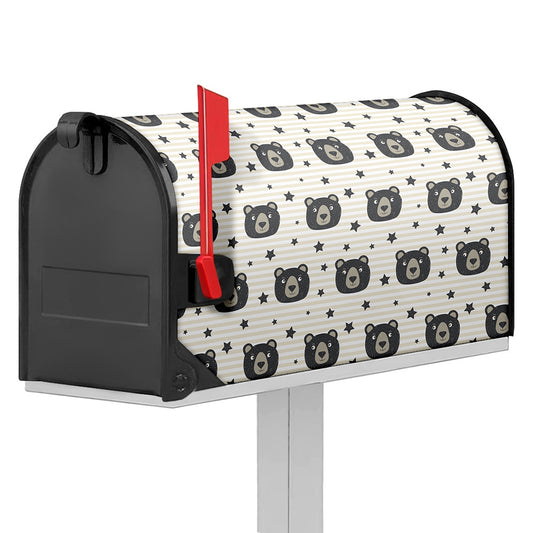 Cute Black Bear Pattern Print Mailbox Cover